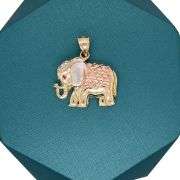 14K TRICOLOR ELEPHANT CHARM NECKLACE