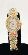 Ladies Geneva & Gemstone Watch, 18kt Yellow GP Cuff