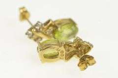 10K Yellow Gold Oval Peridot Diamond Cluster Accent Stud Earrings