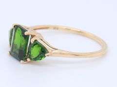 Gorgeous 3 Stone Emerald Cocktail Ring in Yellow Gold