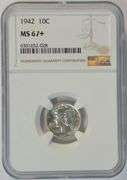 Fabulous NGC MS67+ graded 1942 Mercury Dime.