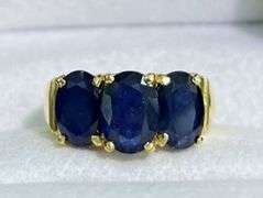 6.0 CARAT BLUE SAPPHIRE COCKTAIL RING IN 14KT SOLID YELLOW GOLD