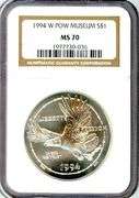 1994-W POW Museum Commemorative BU Silver Dollar in NGC MS70