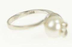 14K White Gold Retro Pearl Swirl Design Statement Vintage Ring