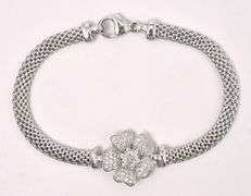 Flower CZ Bracelet In Sterling Silver