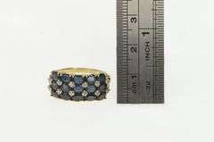 14K Yellow Gold Natural Sapphire Diamond Squared Statement Ring