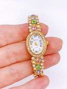 LADIES GENEVA & GEMSTONE WATCH-18KT GP