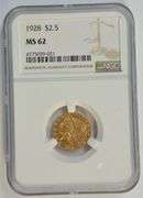 Very Choice BU 1928 US $2.50 Indian Gold Piece. NGC MS62