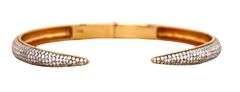 18K YELLOW GOLD OPEN BANGLE WITH DIAMONDS