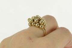 14K Yellow Gold Ball Cluster Tassel Shaker Pom Pom Statement Ring