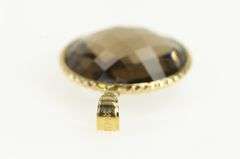 14K Yellow Gold Faceted Smoky Quartz Round Bezel Pendant