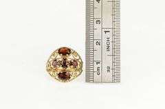 10K Yellow Gold Victorian Garnet Diamond Filigree Statement Ring