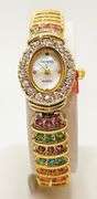 Ladies Geneva & Gemstone Watch, 18kt Yellow Gold Plated
