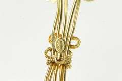 14K Yellow Gold Stick Pin Flower Amethyst Syn. Ruby Vintage Pin/Brooch