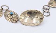 Old Pawn Sterling Silver Navajo Turquoise Concho Link Belt