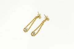 14K Yellow Gold Vintage Diamond Chain Dangle Fashion Earrings