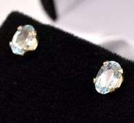 Blue Topaz Stud Earrings In Sterling Silver
