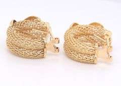 Elegant Yellow Gold X Mesh Hoop Earrings