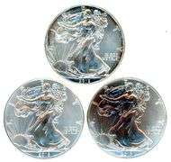 3 Different One Ounce American Silver Eagles
