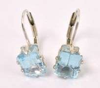 Blue Topaz Dangle Earrings In Sterling Silver