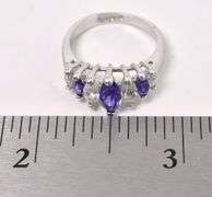 Purple And White CZ Ring In Sterling Silver