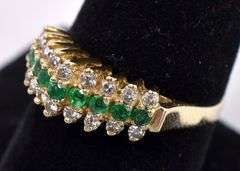 Precious Emerald And Diamond Ring in 14K Yellow Gold