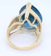 Charming Yellow Gold 19ct Pear Shaped Blue Topaz Cocktail Ring