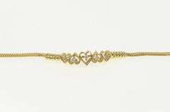 14K Yellow Gold Diamond Heart Link Vintage Love Symbol Bracelet