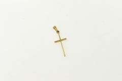 14K Yellow Gold Grooved Cross Christian Faith Symbol Pendant