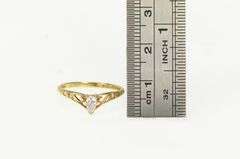 10K Yellow Gold Pear CZ Vintage Solitaire Chevron Statement Ring