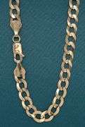 5MM 14K SOLID GOLD FLAT CUBAN LINK CHAIN WITH DIAMOND CUT DESIGN