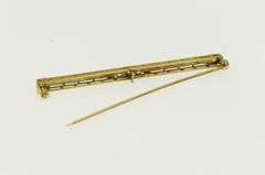 14K Yellow Gold Art Deco Peridot Ornate Pinstriped Bar Pin/Brooch