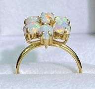 GORGEOUS 14KT SOLID YELLOW GOLD & OPAL COCKTAIL RING