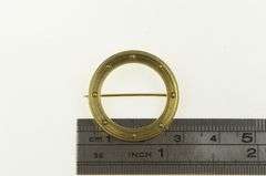 14K Yellow Gold Circle Pinstripe Vintage Round Classic Pin/Brooch