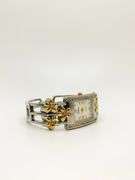 Beautiful Two-Tone Cuff Watch Bracelet with Gemstones