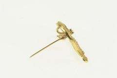 14K Yellow Gold 1960's Birthstone Heart Love Sapphire CZ Pin/Brooch