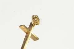 14K Yellow Gold Grooved Cross Christian Faith Symbol Pendant