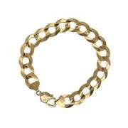 14K YELLOW GOLD FLAT MIAMI CUBAN LINK CHAIN BRACELET 12MM