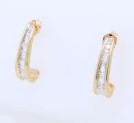 Fantastic Yellow Gold Baguette J Hoop Earrings