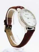 Beautiful Mother of Pearl & Gemstone Watch-Red Genuine Leather Band
