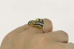 14K Yellow Gold Princess Sapphire Diamond Triangular Knot Ring
