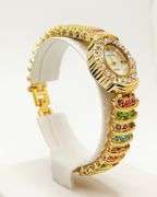 Ladies Geneva & Gemstone Watch, 18kt Yellow Gold Plated