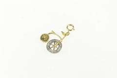 14K Yellow Gold Two Tone Penny Farthing Bike Bicycle Charm/Pendant