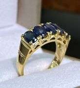 5.0 CARAT  BLUE SAPPHIRE BAND RING 14KT SOLID YELLOW GOLD