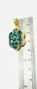 STUNNING 14KT SOLID YELLOW GOLD, 13.0+ CARAT BLUE ZIRCON & DIAMOND PENDANT