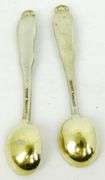 Pair Signed Sterling Silver Repousse Antique Salt Spoons