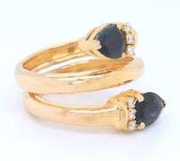 Fantastic Yellow Gold 1.95ctw Double Pear Sapphire and Diamond Wrap Around Ring