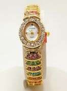 Ladies Geneva & Gemstone Watch, 18kt Yellow Gold Plated