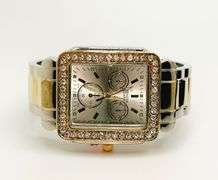Fancy Square Face Geneva Cuff Watch with Gemstones!