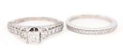 Vera Wang 1.50ctw Princess and Round Diamond Three Stone Straight Bridal Set in 14K